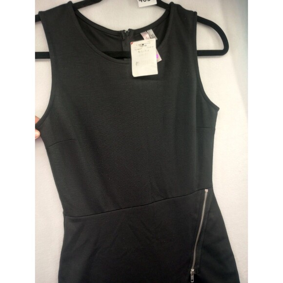 NWT Three Pink Hearts Dress Black Zipper Mini Size S Faux Wrap Front Stretch - Picture 4 of 14